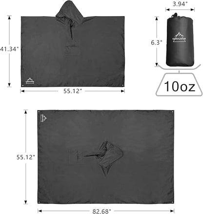 Coralrain Hooded Rain Poncho Lightweight Waterproof Unisex Raincoat Jacket with Pocket for Men Women Adult
