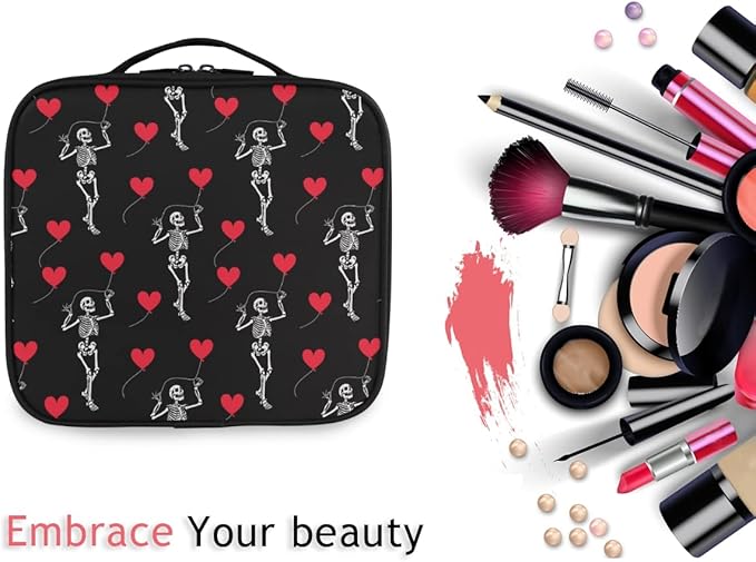 MNSRUU Women Makeup Bag Romantic Skull Gothic Makeup Bag Organizer Travel Cosmetic Bag for Teenage Girl Clear Make Up Bags with Zipper