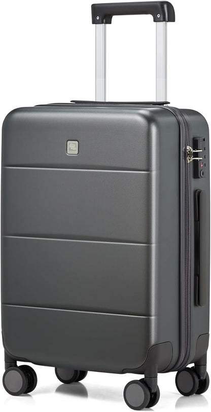 Hanke 24 Inch Checked Luggage with Spinner Wheels Hard Shell Suitcases Lightweight Travel TSA Luggage for Women Men Medium Suitcase(Graphite Grey)