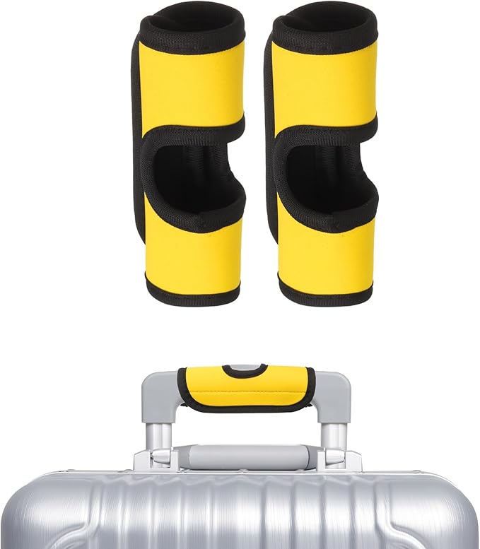 uxcell Luggage Handle Wrap, 2 Pcs Hollow Neoprene Handbag Grip Cover Protector Luggage Identifiers Suitcase Handle Wraps for Luggage Suitcase Travel Bags, Yellow