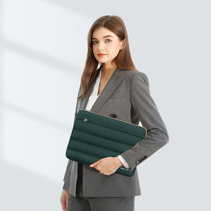 MOSISO 15-15.6 inch Laptop Case, 16 inch Puffy Laptop Sleeve Compatible with MacBook Pro 16, HP Dell ASUS Acer Toshiba Lenovo Notebook Computer, Polyester Horizontal Bag with Small Case, Peacock Green