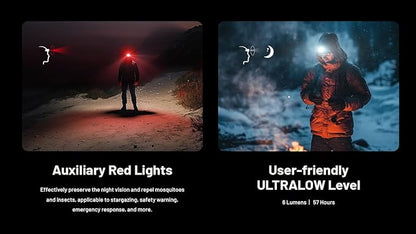 Nitecore NU27 600 Lumens Running Camping Headlamp, USB-C Rechargeable with Warm, Neutral and Cool White Lights, Red Light, Including NitecoreS Sticker (Black)