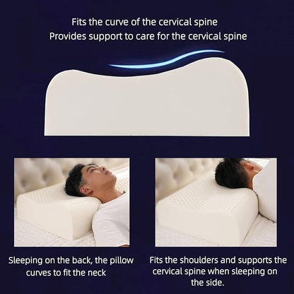 Natural Latex Pillows for Adults, Thick Cervical Neck Contour Sleeping Pillow for Side Back Sleeper, Ergonomic Orthopedic Pillow for Neck Shoulder Pain Relief(Thick-4.7/5.5inches)