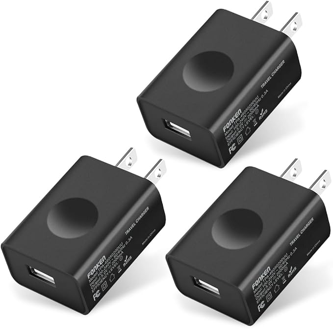 FONKEN USB Wall Charger, 3-Pack 5V 2A Power Adapter Universal Travel USB Plug Cell Phone Block Cube Compatible With iPhone, iPad, Google Nexus, Samsung, LG, HTC, Moto, Kindle and More