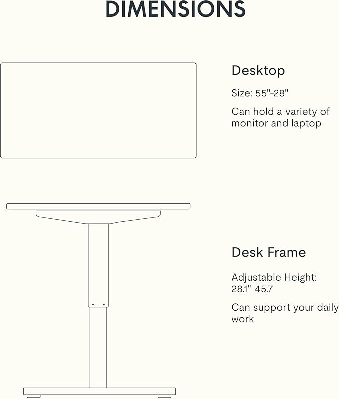 FLEXISPOT EN1 One-Piece Standing Desk with 1-Inch Thick Desktop, 55"x28" Electric Height Adjustable Desk for Home Office & Multi-Device Workstations, Gray Wood