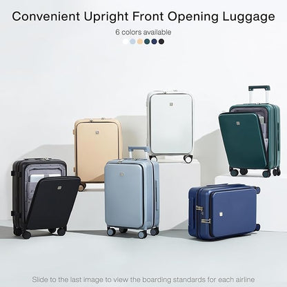 Hanke Grace Carry On Luggage with Wheels Airline Approved Hard Shell Suitcases with Front Pocket，Top Opening Luggage with TSA Lock for Short Business Travel， Cuban Sand.