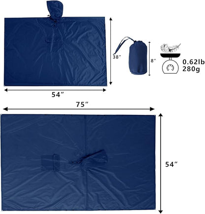 salamra Hooded Rain Poncho Waterproof Raincoat Jacket for Men/Women/Adults with Pocket
