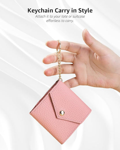 Small Travel Jewelry Organizer Case for Women, Genuine Leather Mini Jewelry Roll with Keychain, Portable Earring Ring Necklace Storage Pouch for Short Trips & Daily Use