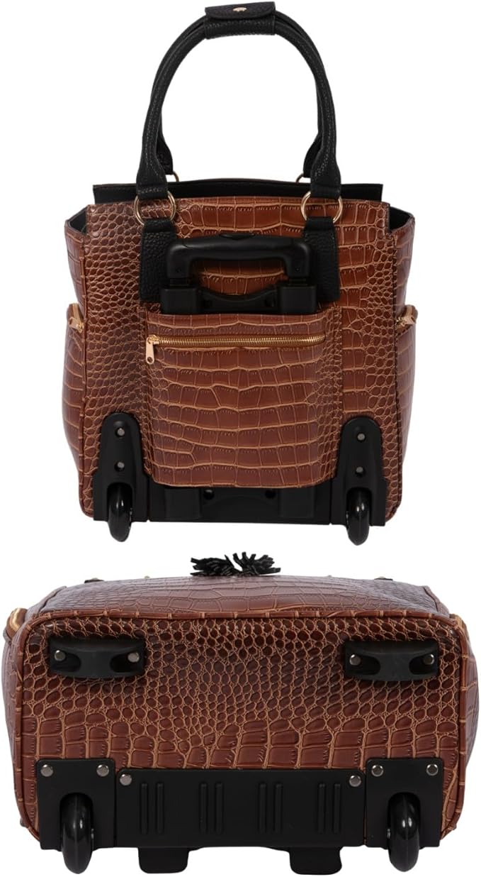 JKM & Company Rolling Laptop Bag for Women | Designer Wheeled Briefcase | Fits 13-17" Laptops | Office Travel Computer Case