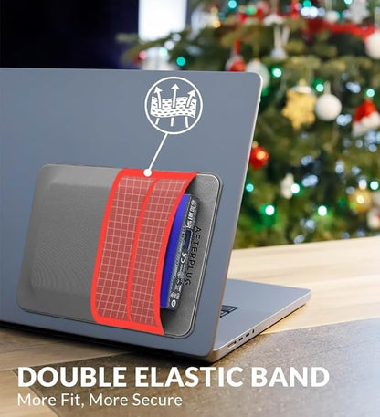 2-Pocket Adhesive Pouch for Laptop, Compatible with External 2.5" HDD, SSD, Magic Mouse, USB Cable and More - Gray