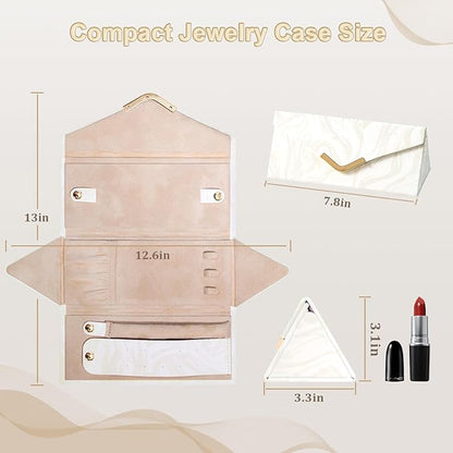 Yoobao Travel Jewelry Case for Women Girls, Triangle Jewelry Box Organizer, Small Foldable Storage Holder for Necklaces Earrings Rings Bracelets, Portable Travel Essentials Accessories
