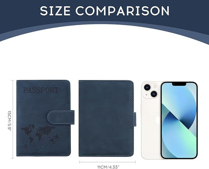 ILIYAH-Passport Cover-Passport Holder Travel Wallet-RFID Blocking Passport Case Travel Accessories Card Holder Wallet Unisex Travel Gifts(Navy)