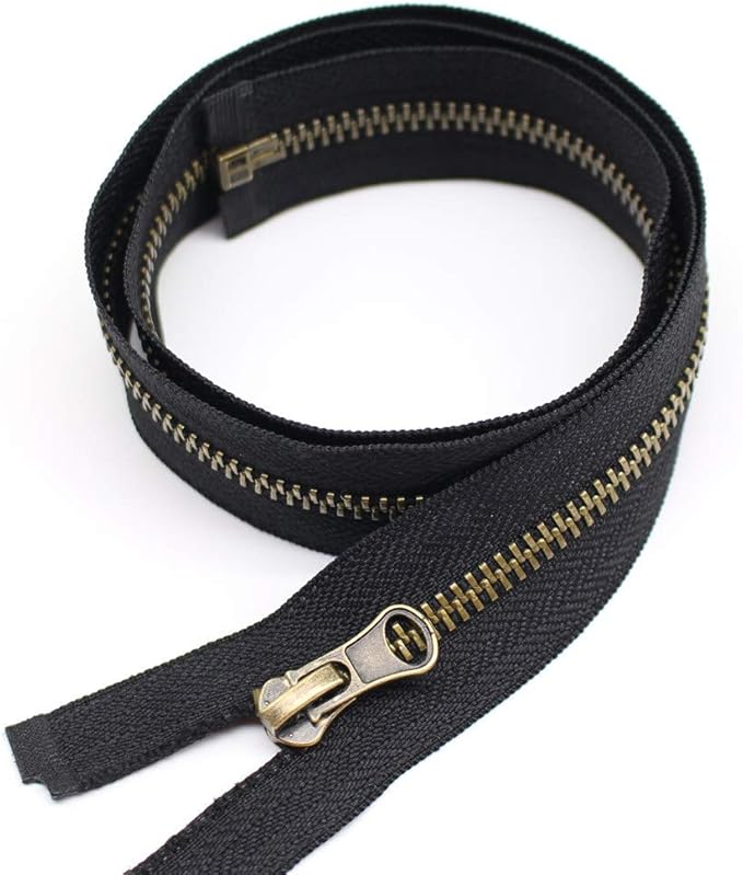 YaHoGa 2PCS #5 33 Inch Antique Brass Separating Jacket Zipper Black Metal Zippers for Jackets Sewing Coats Crafts (33" Anti-Brass)
