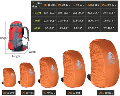 Unigear Backpack Rain Cover Waterproof Rating 5000mm Ultraportable and Durable with 2 Anti-Slip Buckle Strap, Integrated Carry Pouch Design (Orange, XX-Large)