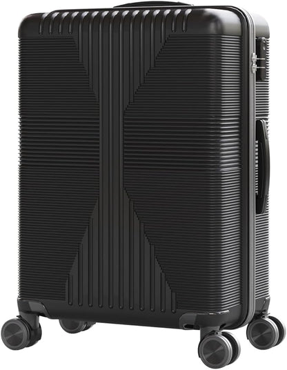 Karl home 28" Check-in Luggage, PP Hardside Checked Medium Suitcase with Wheels, Waterproof Durable Rolling Luggage with Built-in Lock for Travel Business, Black