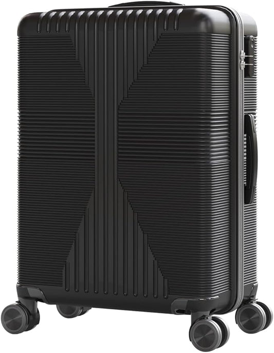 Karl home 28" Check-in Luggage, PP Hardside Checked Medium Suitcase with Wheels, Waterproof Durable Rolling Luggage with Built-in Lock for Travel Business, Black