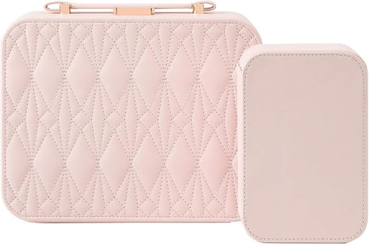 Large Jewelry Travel Case, Jewelry Case for Necklaces Large Jewelry Case Jewelry Box for Women Girls. (Pink)