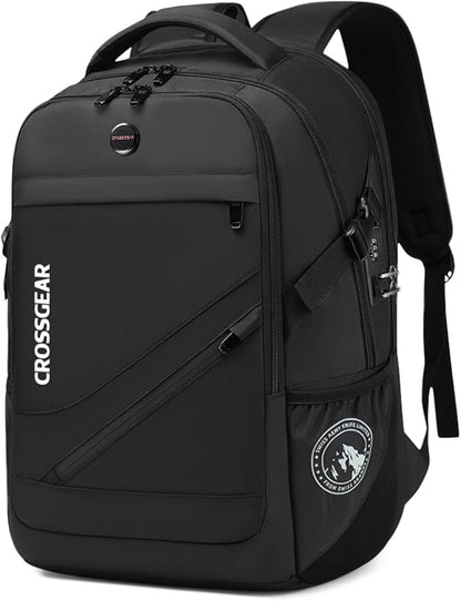 CROSSGEAR Large Travel Backpack Waterproof Laptop Bag Airline Approved Business Office Work Computer Casual Daypacks TSA Lock Anti-Theft Bookbag with USB Port Fit 17.3 inch Laptops for Men Women