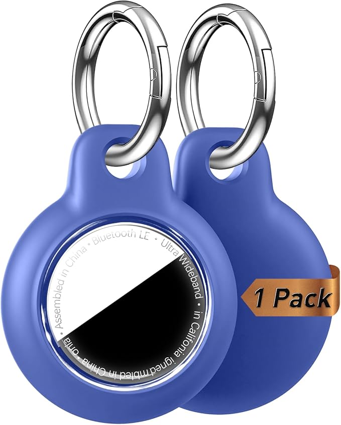 [1-Pack] Upgrade for Airtag Case, Waterproof & Shockproof Cover with Keychain for Apple for AirTag, Anti-Scratch Tracker Accessory for Backpack, Bag, Luggage (Blue)