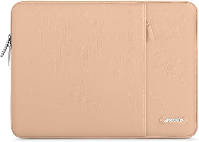 MOSISO Laptop Case 13.3 inch, 13-13.3 inch Laptop Sleeve Compatible with MacBook Air/Pro 13/Pro 14 M5 M4 M3 M2 M1, HP Dell ASUS Lenovo,Polyester Vertical Computer Sleeve Bag with Pocket, Peach Fuzz