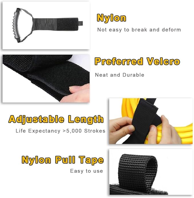 130lbs Cord Holder Storage Straps - 4 Pcs - Storage Wrap Holder Extension Hook and Loop Cord Hose Organizer Strap with Carrying Handle