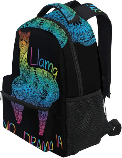 ALAZA Rainbow Llama No Drama Boho Backpack for Kids Boys Girls Student Laptop iPad Tablet Travel School Bag with Multiple Pockets