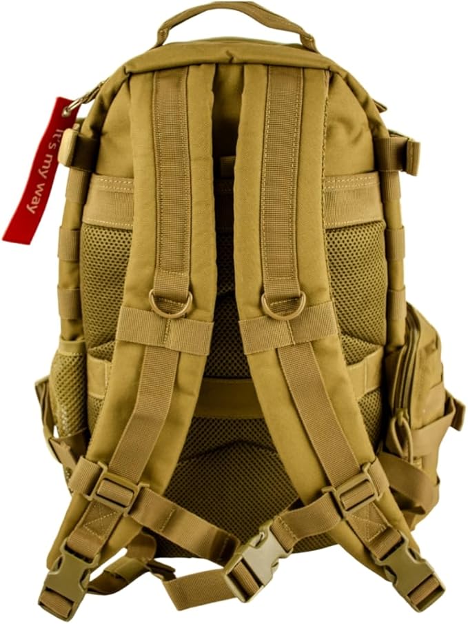 25 L Tactical Backpack: durable military-style backpack with MOLLE system for daily carry, travel, gym, hiking, hunting, camping, and outdoor sports. (COYOTE BROWN)