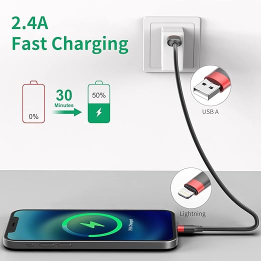 1ft Short iPhone Charger Cable 10 Pack Bulk, Multipack USB A to Lightning Cord 12 inch, Small iPhone Charging Cable for Fast Charging Station Compatible with iPhone 14 13 12 11 Pro Max 8 iPod