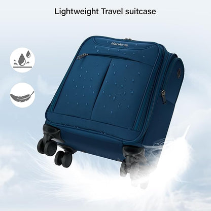 Hanke Underseat Carry On Luggage with Wheels, Lightweight Small Suitcase Airline Approved 16 Inch Softside Personal Item Travel Bag for Women Men, Compact Under Seat Luggage with Spinner Wheels.(Blue)