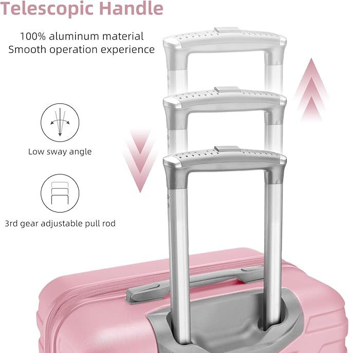 Merax 6 Piece Luggage Set, ABS Hardside Expandable Suitcases with Spinner Wheels TSA Lock,Travel Carry On Suitcase Set, Pink