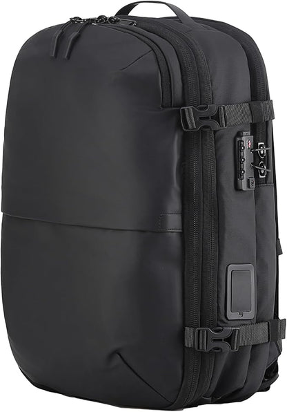 LIGHTGO] Travel-friendly Vacuum Packing Backpack with Built-in Air Pump, Portable Compression Cube, TSA-approved Lock, and Waterproof for College Students and Family Trips.