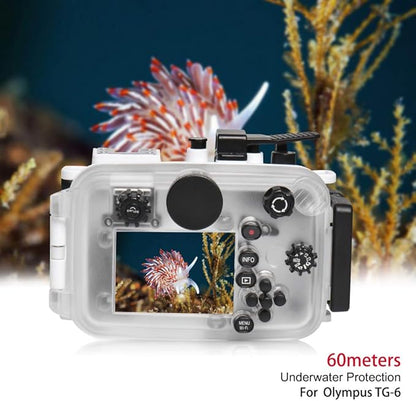 Seafrog WPC-TG6 Waterproof housing case Underwater Diving 195FT/60M Works for Olympus TG-6 Cameras White(Housing + Red Filter)