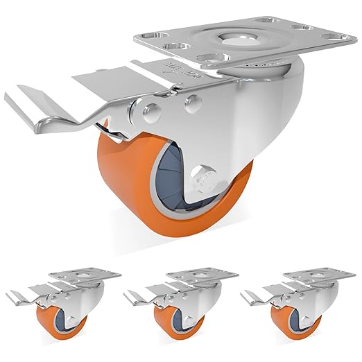 2 Inch Stainless Steel Caster Wheels with Brake,304 Rust-Proof Casters,360° Swivel,Anti-Corrosion Industrial Stainless Steel Castors for Kitchen,Labs,Restaurant,Furniture,Outdoor,Set of 4