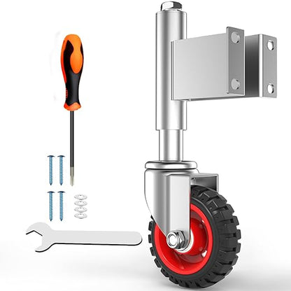 Spring Loaded Gate Casters 5” Rubber Tire Heavy Duty Gate Caster Wheels with Hardware for Wooden Gates, Metal Gates, Fence Gates, Swing Gates, 400 Lbs Load Capacity