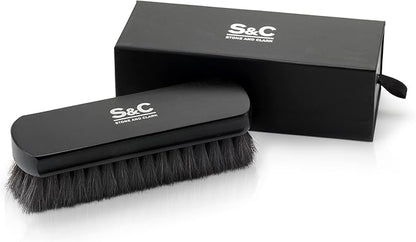 Premium Horsehair Shoe Polish Brush – Handcrafted Beechwood Shoe Brush for Shine and Buffing – Luxurious Shoe Shine Brush with Soft Horsehair Bristles (Black)