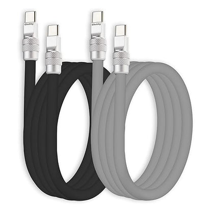chubbycable Couple Chubby 2-Pack 240W USB C Cable Extra Thick Silicone Fast Charging Cable Compatible with iPhone 17-15 Series iPad Galaxy Series, Black+Gray, Type-C to Type-C, 13.1FT