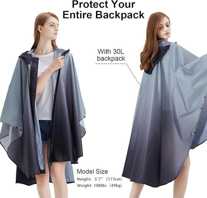 Rain Poncho Jacket Coat Hooded Zipper Style for Women/Men/Adult with Pocket