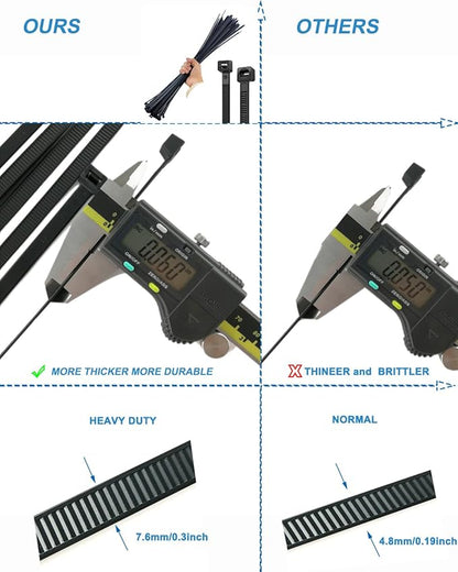 HS 18 Inch Zip Ties Black Heavy Duty 120 Pounds Wide Straps (50 Pack) Nylon PA66 UV Resistant,Self-Locking Large Long Electrical Plastic Cable Wire Zipties for Outdoor Use,Multi Purpose