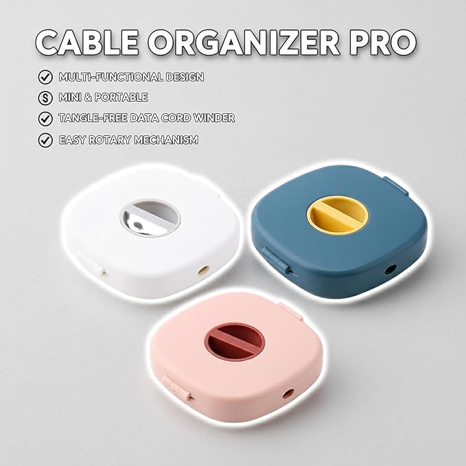 2 in 1 Cable Winder with Phone Stand, Durable Cable Organizer and Charging Stand, Cord Cable Winder Organizer with Phone Stand Rotate, for Charging Cable Case Earphones USB Wires (Pink)