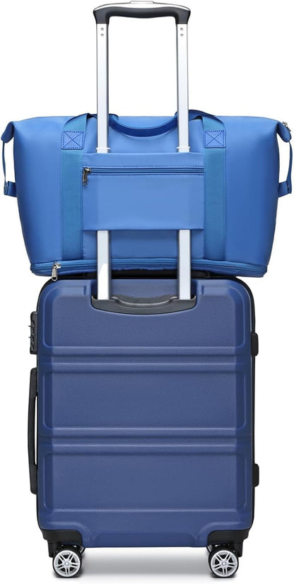 Kono Luggage Set 4 Piece Carry On Lightweight PC+ABS Hardside Luggage with TSA Lock Spinner Wheels Carry On Suitcase Navy