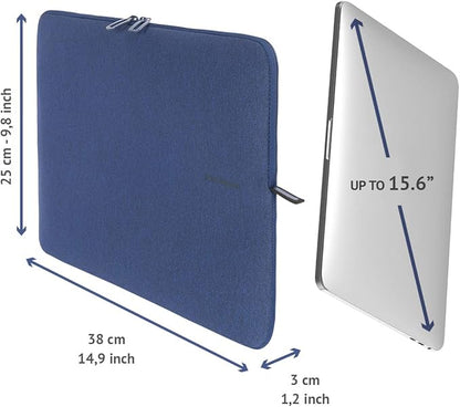 TUCANO Melange Neoprene Sleeve Comp. with MacBook Pro 16” / Laptop up to 15.6”, 4mm Thick, Anti-Slip, Anti-Scratch Blue