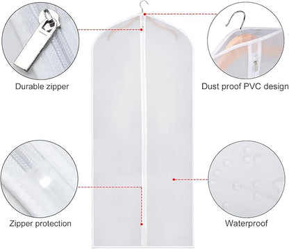 Zilink Clear Garment Bag Dress Bags for Storage 54-inch Coat Bags with Full Length Zipper for Clothes Closet Storage, Set of 6