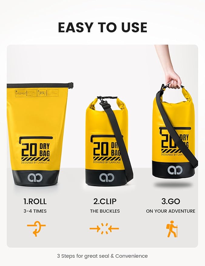 Lamicall Dry Bag Waterproof Backpack - [Durable & Floating] 5L/10L/20L/30L/40L Large Water Proof Bag with Waterproof Phone Case for Kayaking, River Rafting, Lake, Float Trip, Tubing Essentials