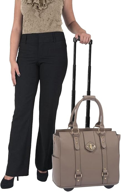 JKM & Company Rolling Laptop Bag for Women | Designer Wheeled Briefcase | Fits 13-17" Laptops | Office Travel Computer Case