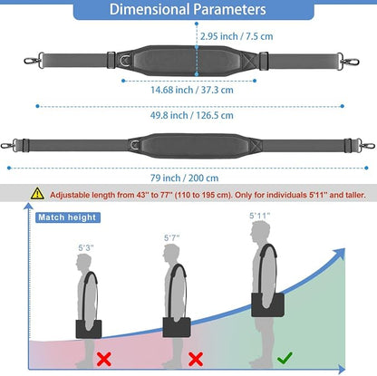 ZINMARK Shoulder Strap 79" with Fixed Pad and Dual Balance Buckles and Swivel Metal Hooks for Travel Bag and Most Bags
