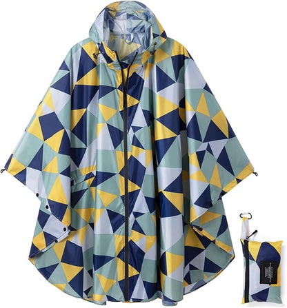 Rain Poncho Jacket Coat Hooded Zipper Style for Women/Men/Adult with Pocket