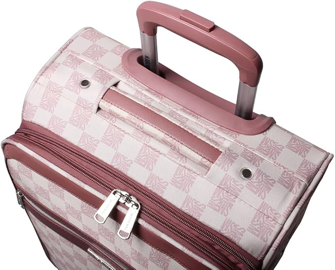 Steve Madden Designer Luggage Collection - 3 Piece Softside Expandable Lightweight Spinner Suitcase Set - Travel Set includes 20 Inch Carry on, 24 Inch & 28-Inch Checked Suitcases (Chalet Pink)