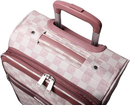 Steve Madden Designer Luggage Collection - Lightweight Softside Expandable Suitcase for Men & Women - Durable 20 Inch Carry On Bag with 4-Rolling Spinner Wheels (Chalet Pink, 20in)