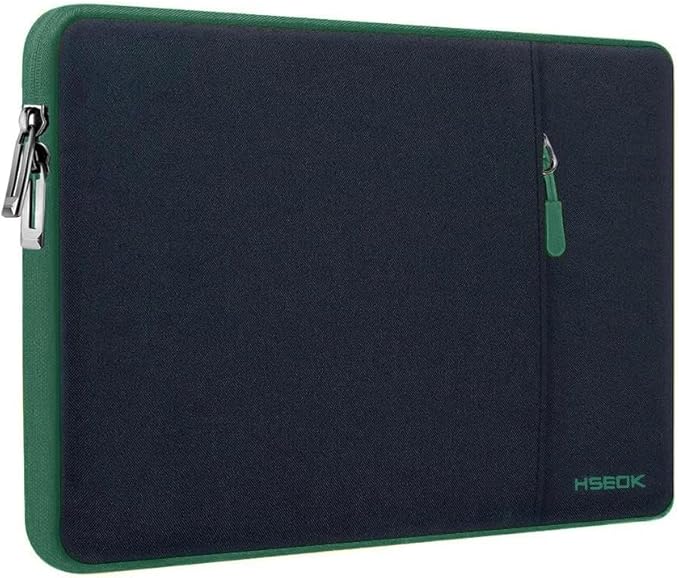 Slim Laptop Case 13.3 14 inch Sleeve, Rainproof & Shockproof Carrying Case for Notebooks Compatible with MacBook Pro 14" and All Models 13.3" MacBook Air/Pro, Most Popular 13"-14" PC,Black-Green