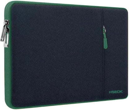 Slim Laptop Case 13.3 14 inch Sleeve, Rainproof & Shockproof Carrying Case for Notebooks Compatible with MacBook Pro 14" and All Models 13.3" MacBook Air/Pro, Most Popular 13"-14" PC,Black-Green